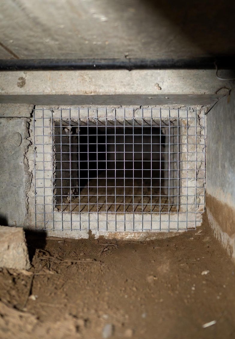 Foundation vent sealed with steel mesh